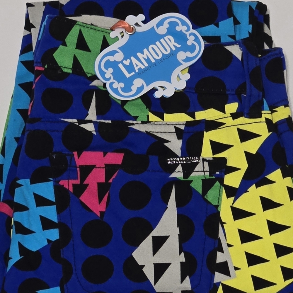 🖤 NWT L'Amour Nanette Lepore Size 7	Multicolor Bright Legging Pants Geometric - Picture 4 of 9